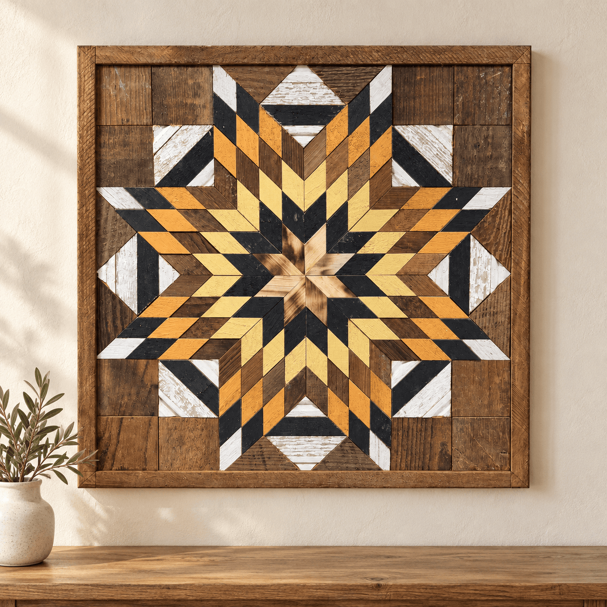 Amish Handmade Barn Quilt Wall Art – Reclaimed Barn Wood – 20.75” x 20.75” - Che Cose Belle