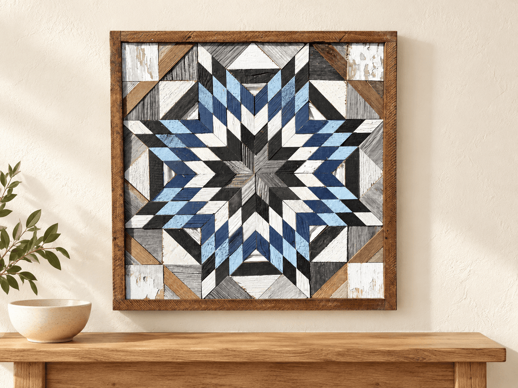 Amish Handmade Barn Quilt Wall Art – Reclaimed Barn Wood – 20.75” x 20.75” - Che Cose Belle