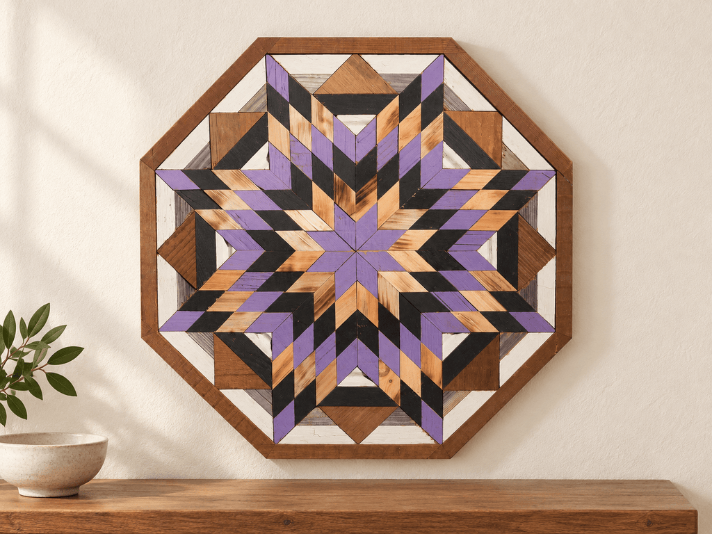Amish Handmade Barn Quilt Wall Art – Reclaimed Barn Wood – 20.75” x 20.75” - Che Cose Belle
