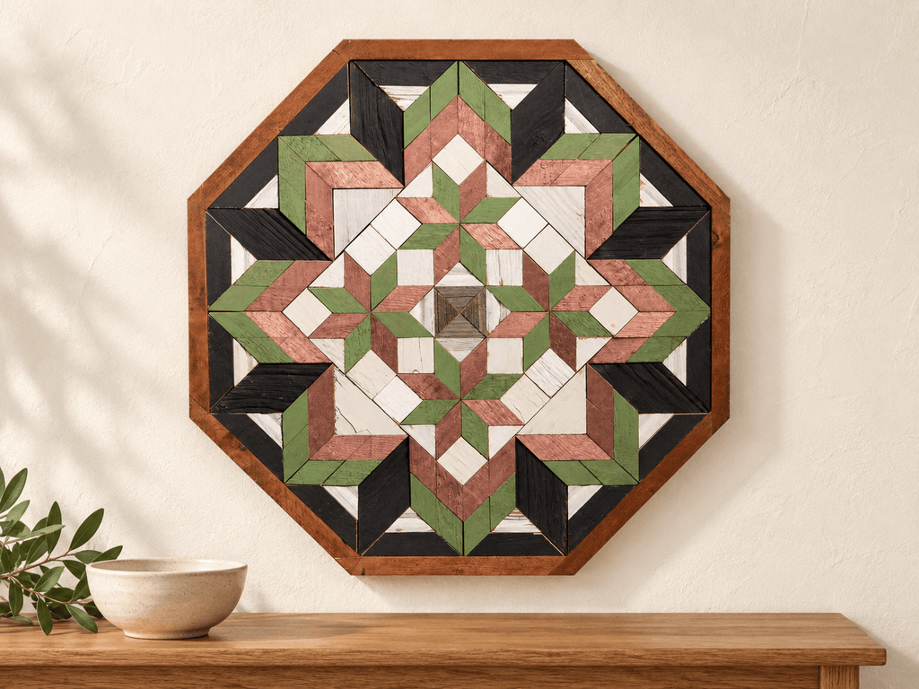 Amish Handmade Barn Quilt Wall Art – Reclaimed Barn Wood – 20.75” x 20.75” - Che Cose Belle