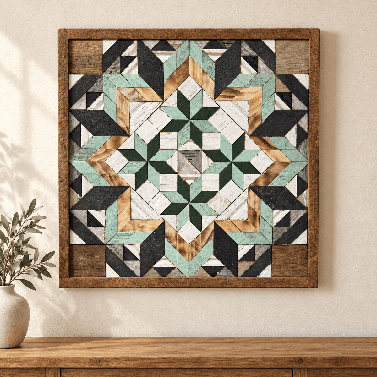Amish Handmade Barn Quilt Wall Art – Reclaimed Barn Wood – 20.75” x 20.75” - Che Cose Belle