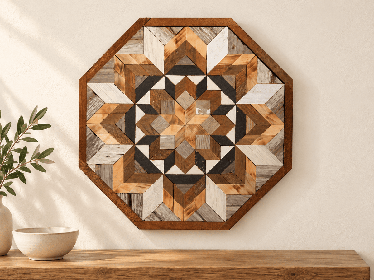 Amish Handmade Barn Quilt Wall Art – Reclaimed Barn Wood – 20.75” x 20.75” - Che Cose Belle
