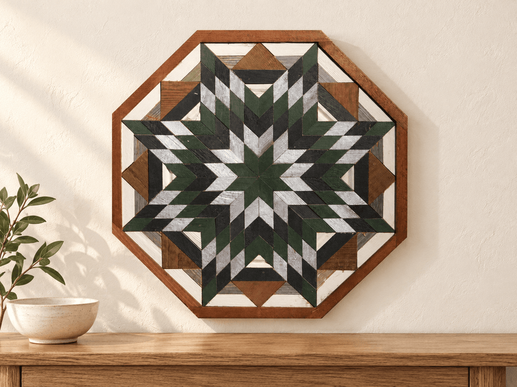 Amish Handmade Barn Quilt Wall Art – Reclaimed Barn Wood – 20.75” x 20.75” - Che Cose Belle