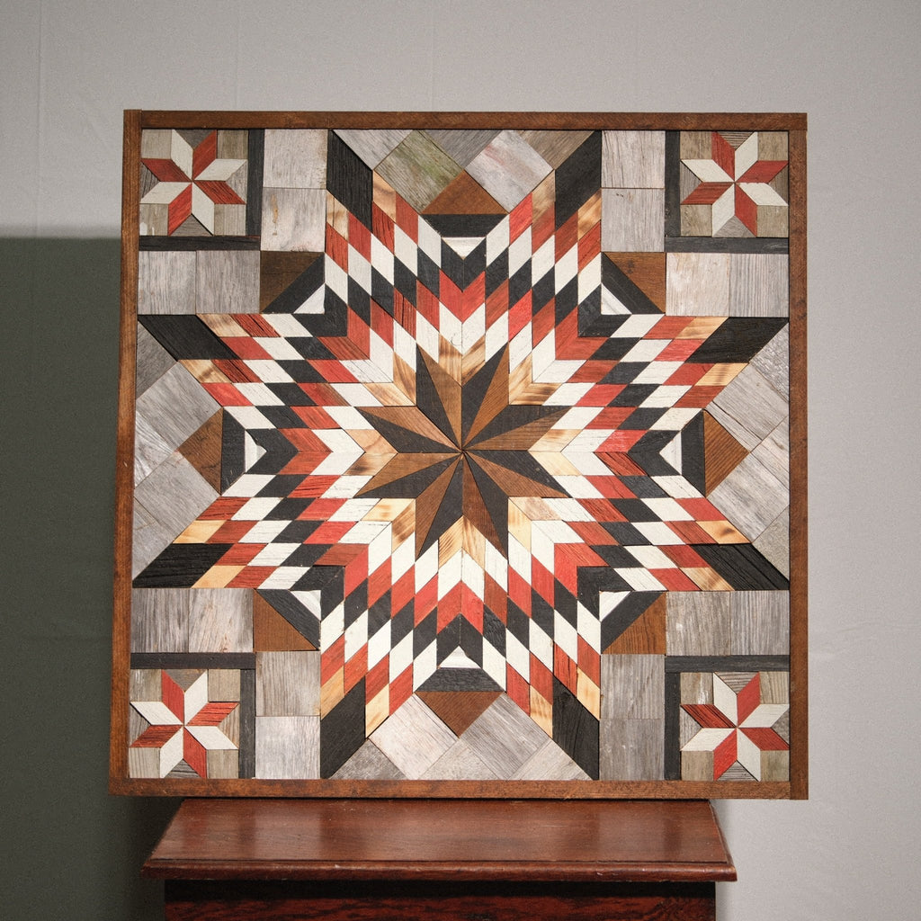 Amish Handmade Barn Quilt Wall Art – Reclaimed Barn Wood – 30.5” x 30.5” - Che Cose Belle