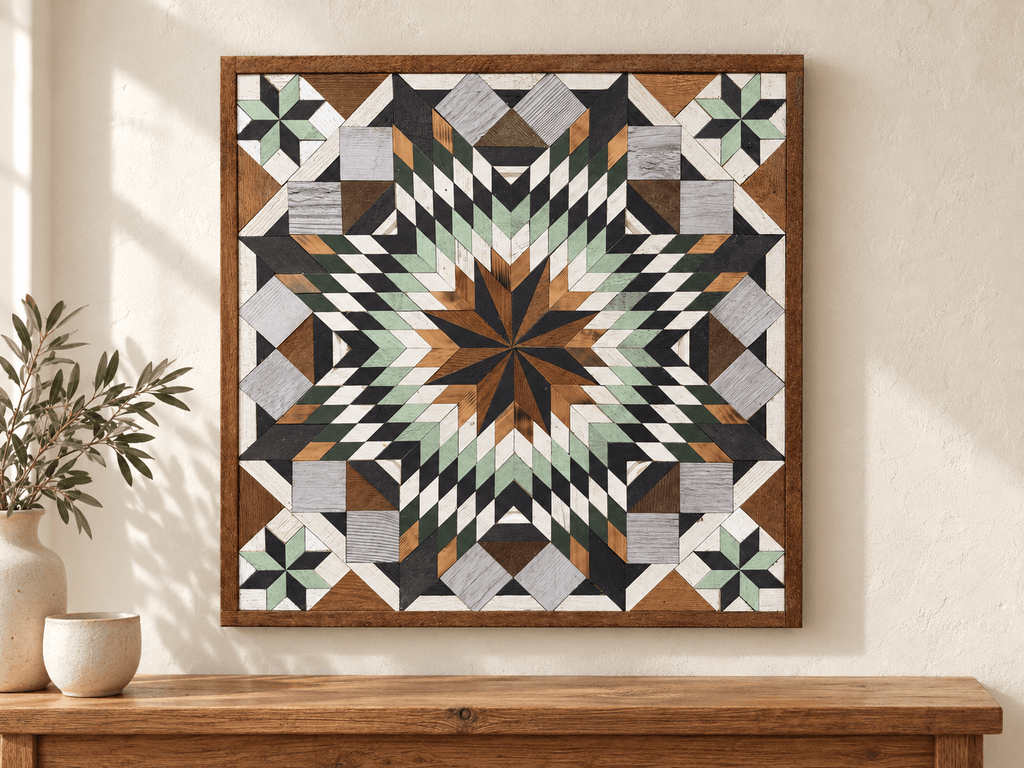 Amish Handmade Barn Quilt Wall Art – Reclaimed Barn Wood – 30.5” x 30.5” - Che Cose Belle