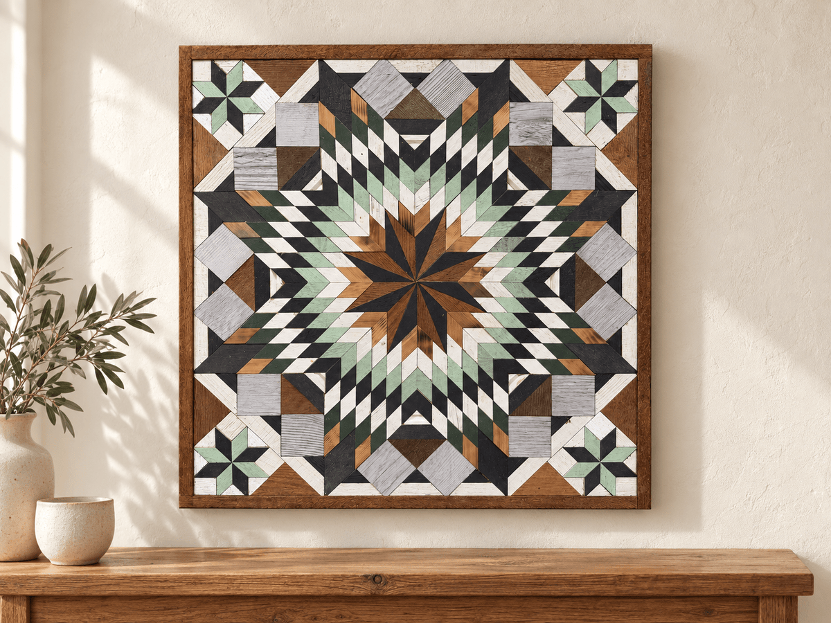 Amish Handmade Barn Quilt Wall Art – Reclaimed Barn Wood – 30.5” x 30.5” - Che Cose Belle