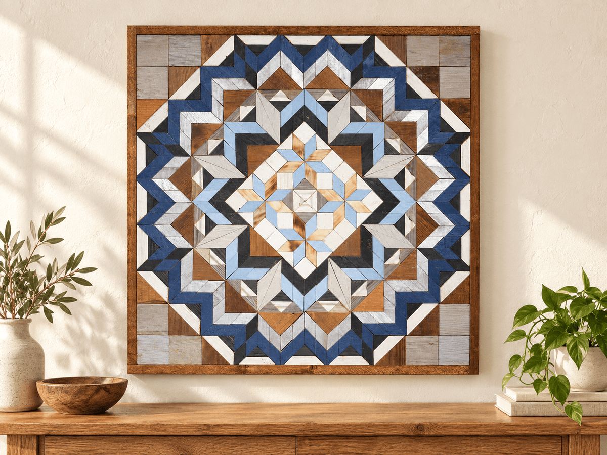 Amish Handmade Barn Quilt Wall Art – Reclaimed Barn Wood – 30.5” x 30.5” - Che Cose Belle