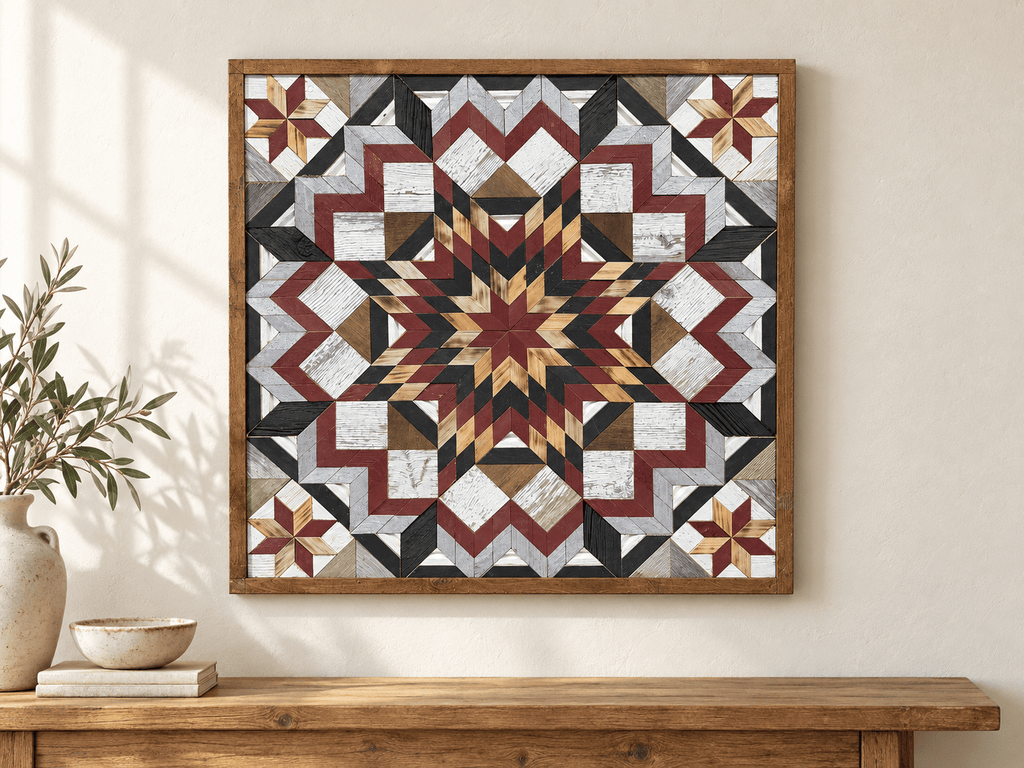 Amish Handmade Barn Quilt Wall Art – Reclaimed Barn Wood – 30.5” x 30.5” - Che Cose Belle