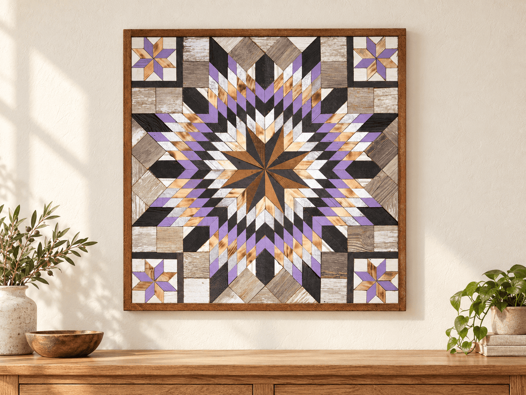 Amish Handmade Barn Quilt Wall Art – Reclaimed Barn Wood – 30.5” x 30.5” - Che Cose Belle