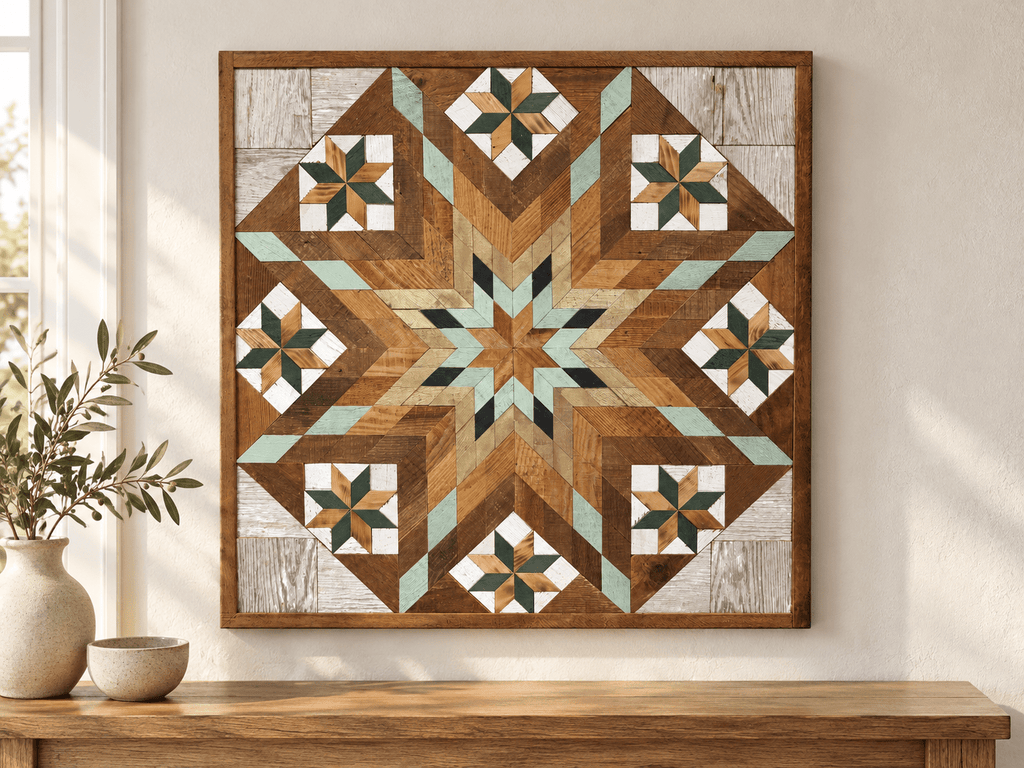 Amish Handmade Barn Quilt Wall Art – Reclaimed Barn Wood – 30.5” x 30.5” - Che Cose Belle