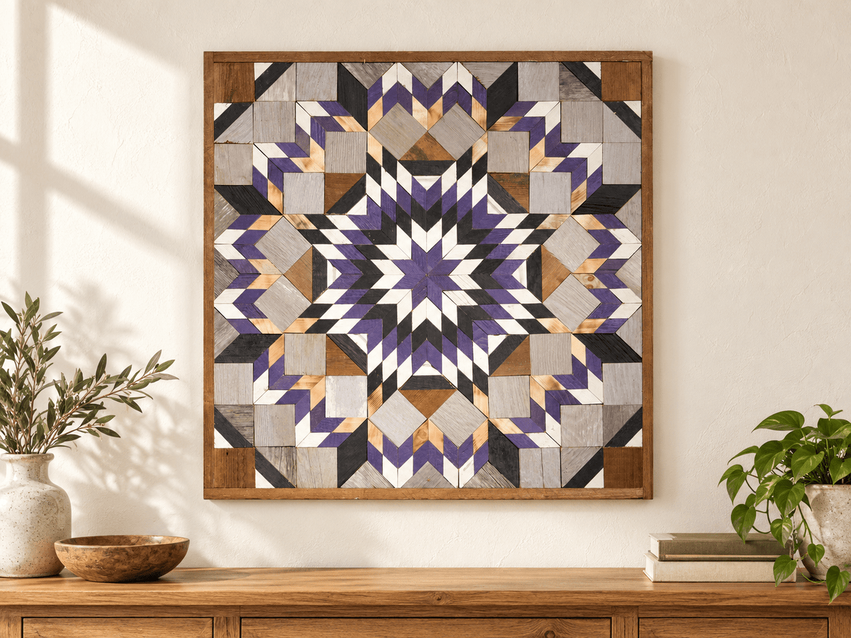 Amish Handmade Barn Quilt Wall Art – Reclaimed Barn Wood – 30.5” x 30.5” - Che Cose Belle