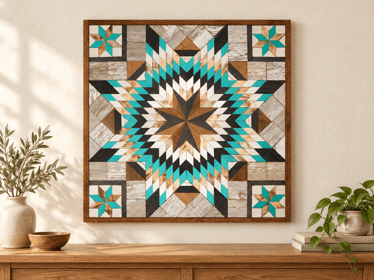 Amish Handmade Barn Quilt Wall Art – Reclaimed Barn Wood – 30.5” x 30.5” - Che Cose Belle
