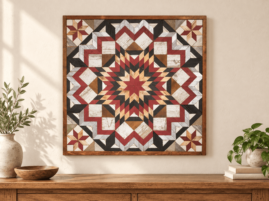 Amish Handmade Barn Quilt Wall Art – Reclaimed Barn Wood – 30.5” x 30.5” - Che Cose Belle