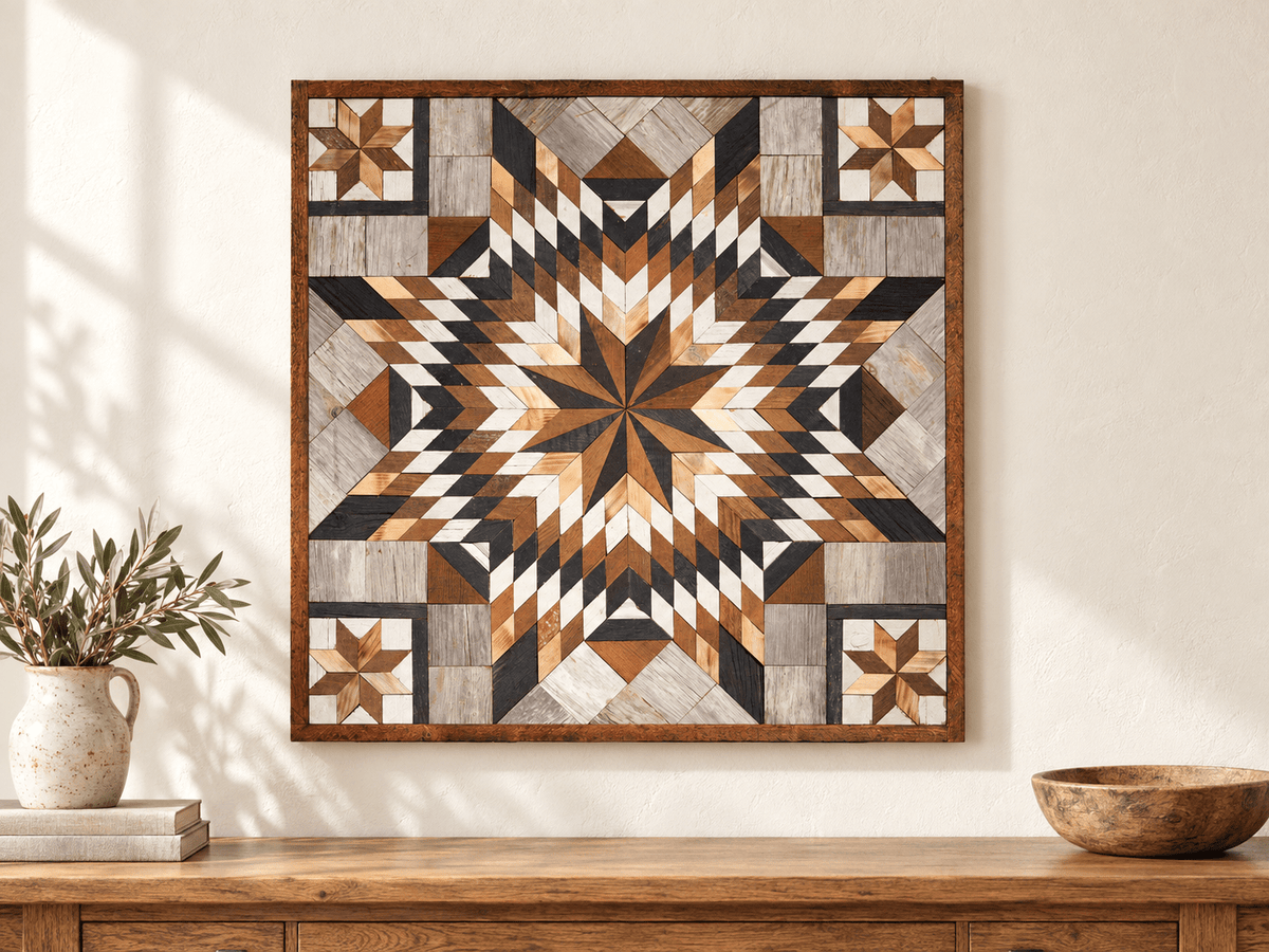 Amish Handmade Barn Quilt Wall Art – Reclaimed Barn Wood – 30.5” x 30.5” - Che Cose Belle
