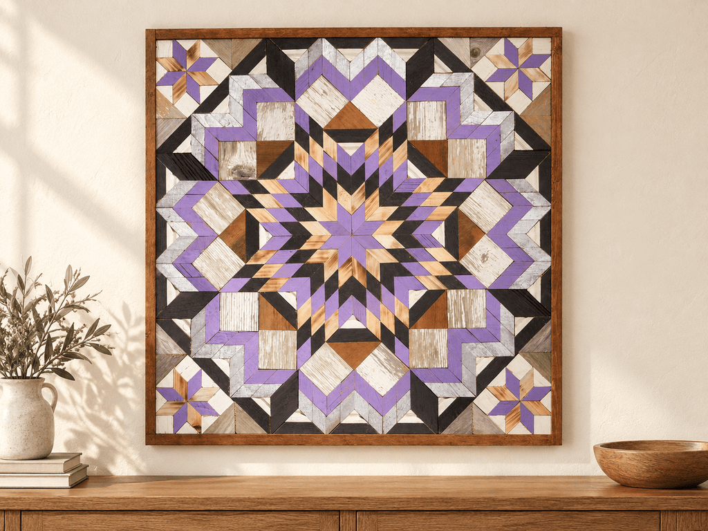 Amish Handmade Barn Quilt Wall Art – Reclaimed Barn Wood – 30.5” x 30.5” - Che Cose Belle