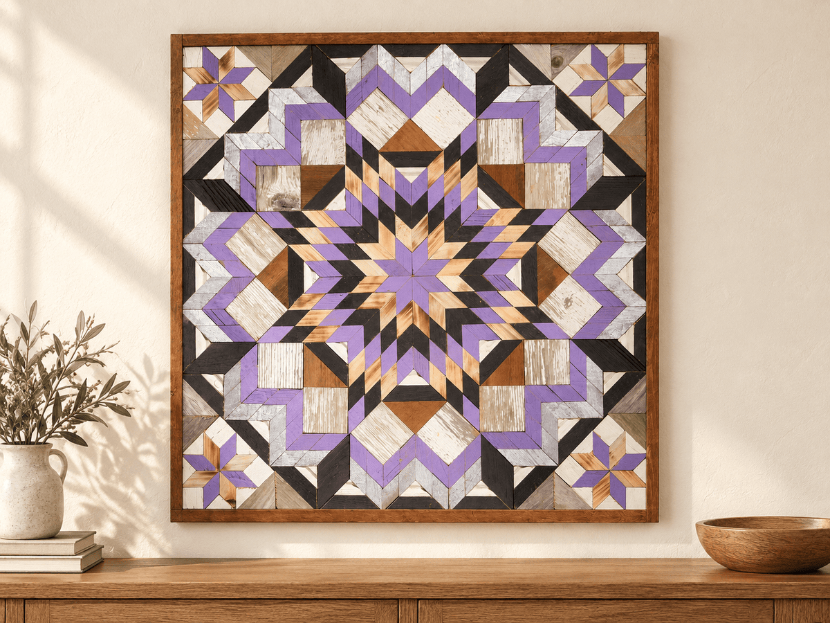 Amish Handmade Barn Quilt Wall Art – Reclaimed Barn Wood – 30.5” x 30.5” - Che Cose Belle