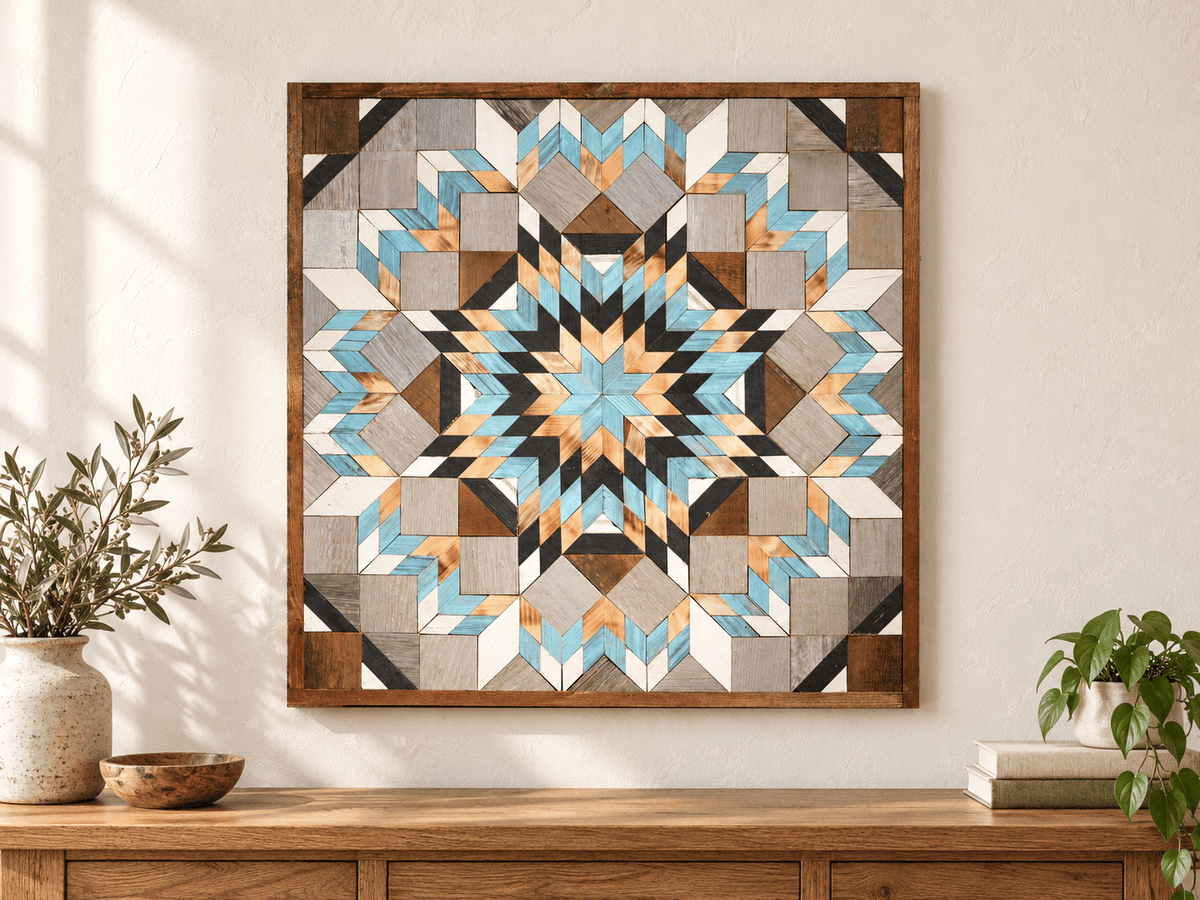 Amish Handmade Barn Quilt Wall Art – Reclaimed Barn Wood – 30.5” x 30.5” - Che Cose Belle