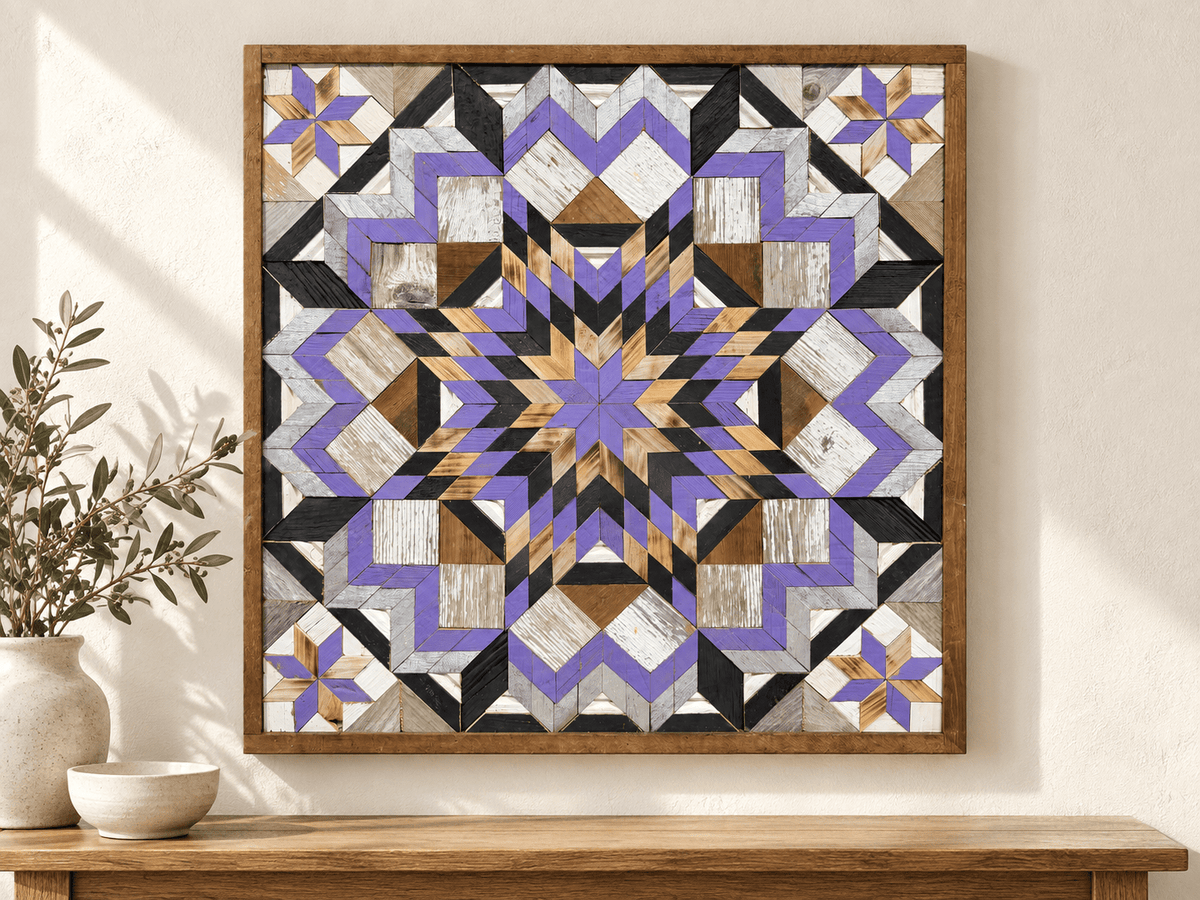 Amish Handmade Barn Quilt Wall Art – Reclaimed Barn Wood – 30.5” x 30.5” - Che Cose Belle