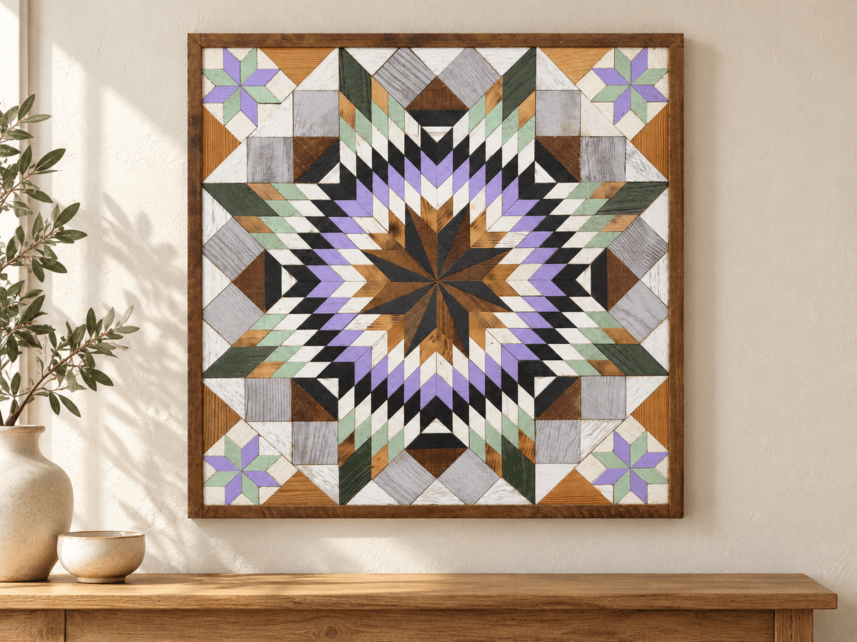 Amish Handmade Barn Quilt Wall Art – Reclaimed Barn Wood – 30.5” x 30.5” - Che Cose Belle