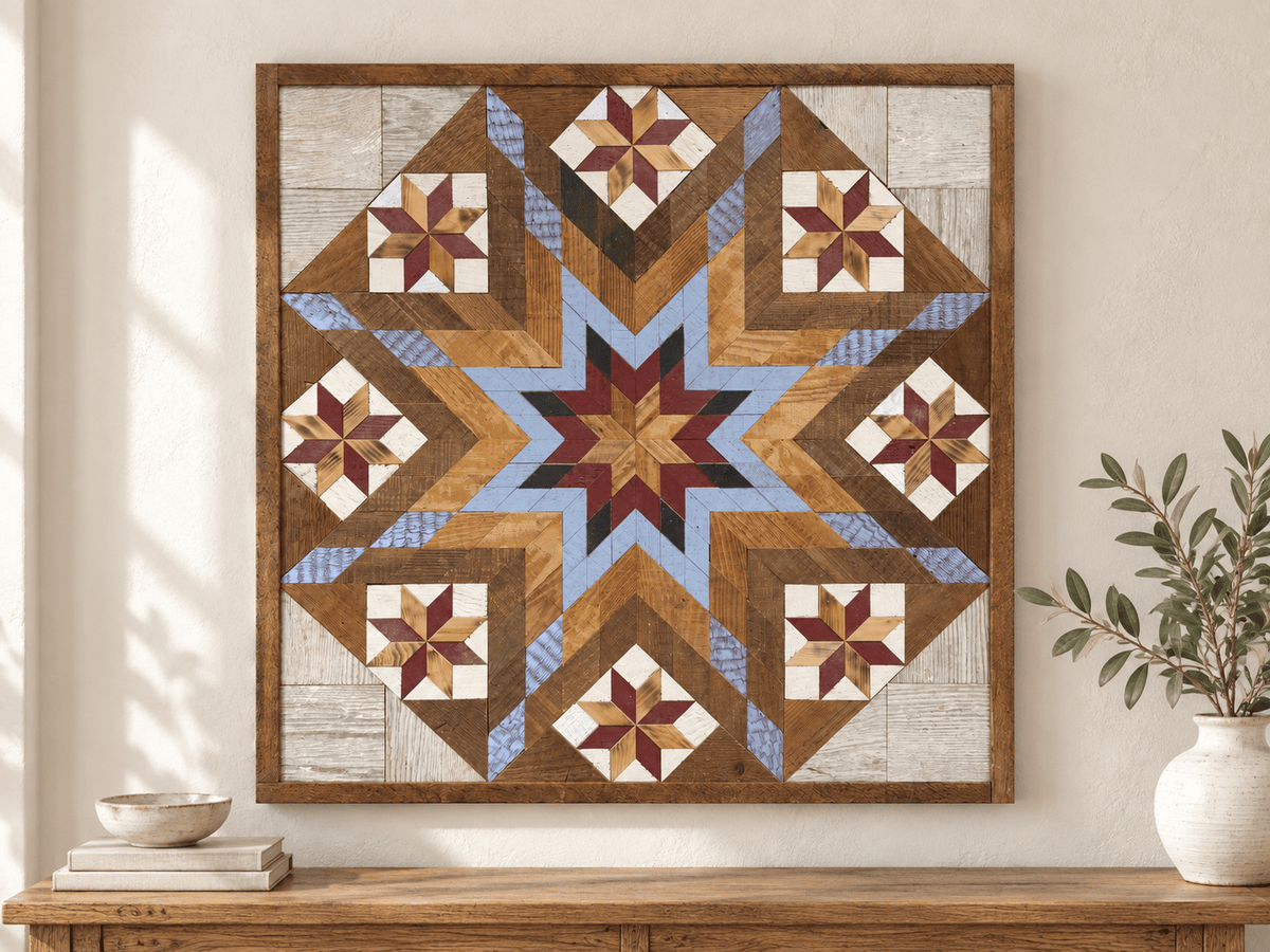 Amish Handmade Barn Quilt Wall Art – Reclaimed Barn Wood – 30.5” x 30.5” - Che Cose Belle