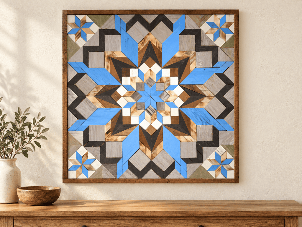 Amish Handmade Barn Quilt Wall Art – Reclaimed Barn Wood – 30.5” x 30.5” - Che Cose Belle