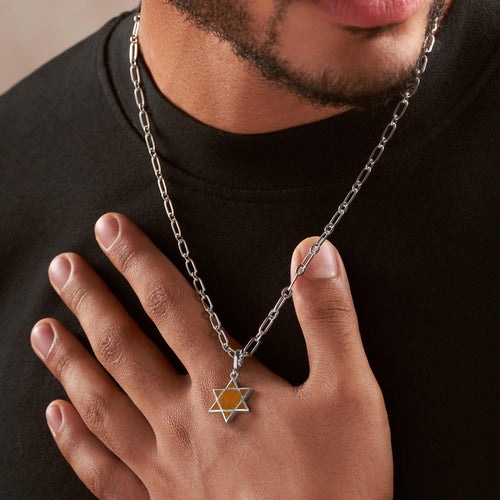 Ancestral Protector - Tiger’s Eye Star of David Charm - Che Cose Belle