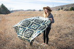 Andean Alpaca Wool Blanket - Blue Chakana - Che Cose Belle