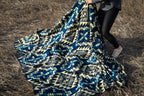 Andean Alpaca Wool Blanket - Blue Chakana - Che Cose Belle
