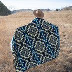 Andean Alpaca Wool Blanket - Blue Chakana - Che Cose Belle