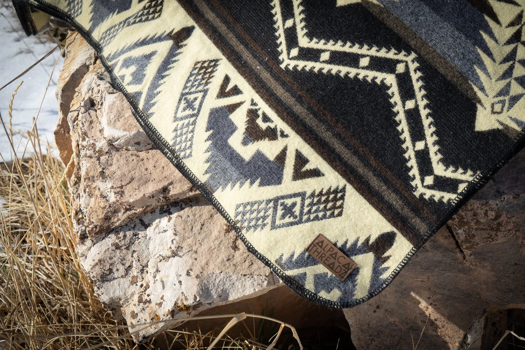 Andean Alpaca Wool Blanket - Slate - Che Cose Belle