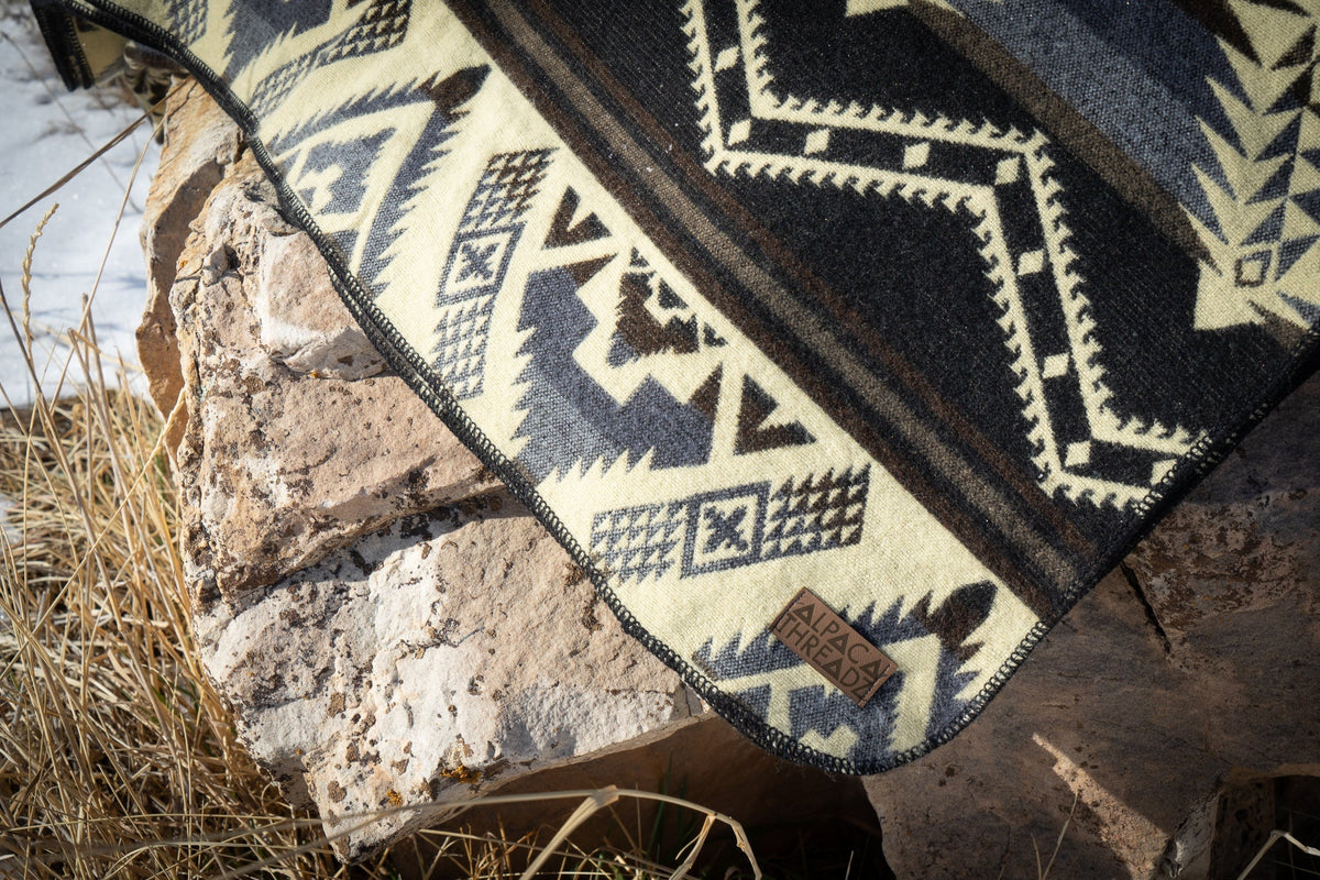 Andean Alpaca Wool Blanket - Slate - Che Cose Belle