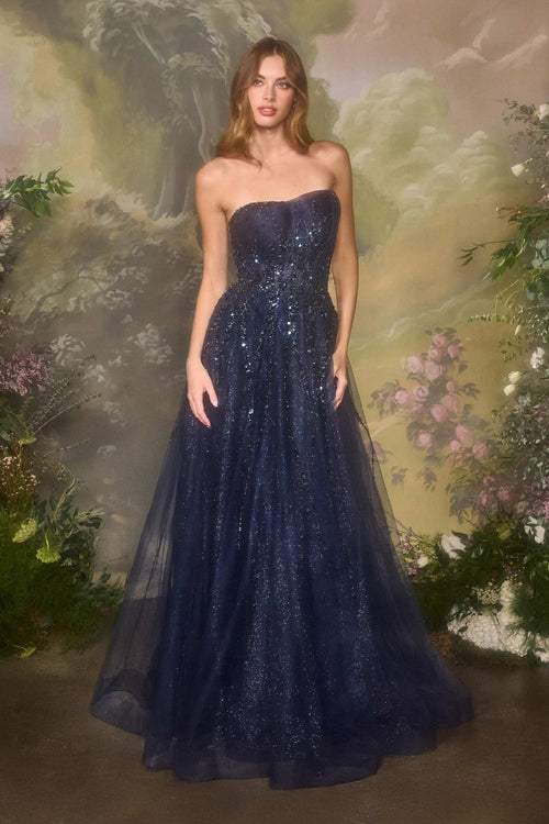Andrea & Leo A1491 Boned Asymmetrical Sequin Bodice A-Line Formal Dress - Che Cose Belle