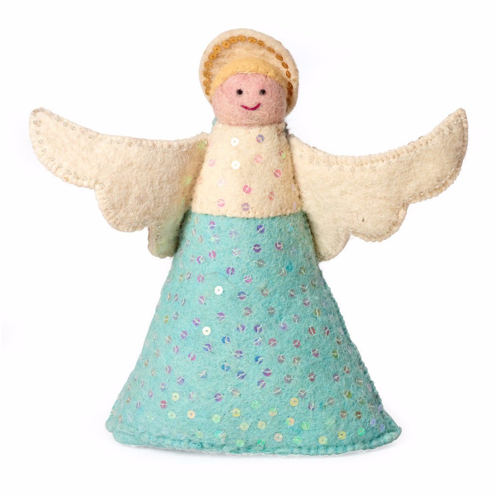 Handmade Blue Angel Christmas Tree Topper Arcadia Home