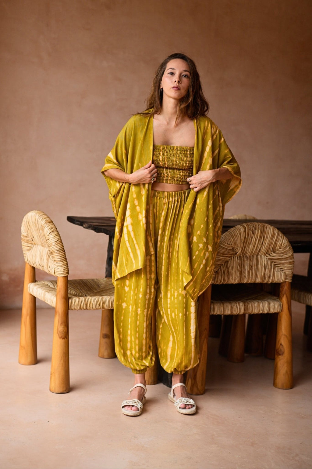 Angela Short Kimono Duster in Lemongrass - Che Cose Belle