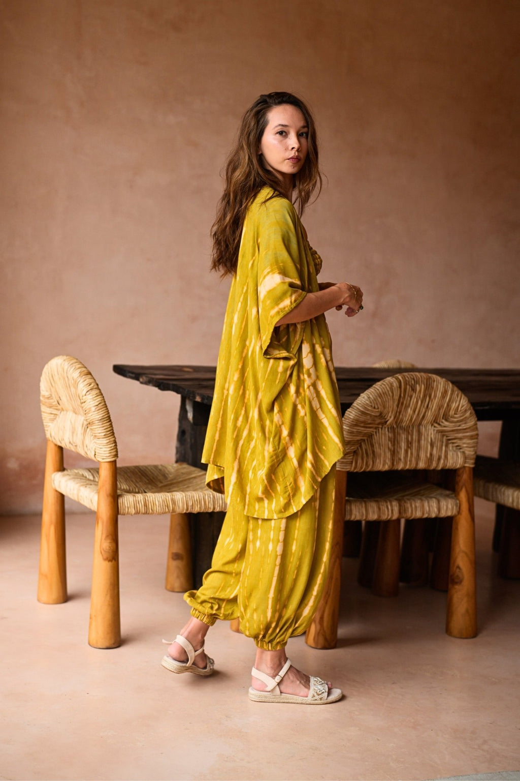 Angela Short Kimono Duster in Lemongrass - Che Cose Belle