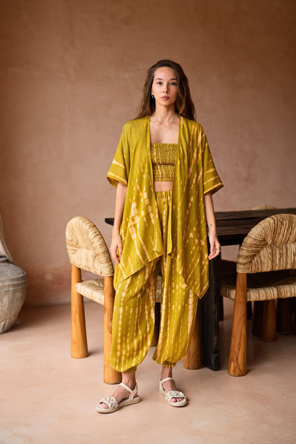 Angela Short Kimono Duster in Lemongrass - Che Cose Belle