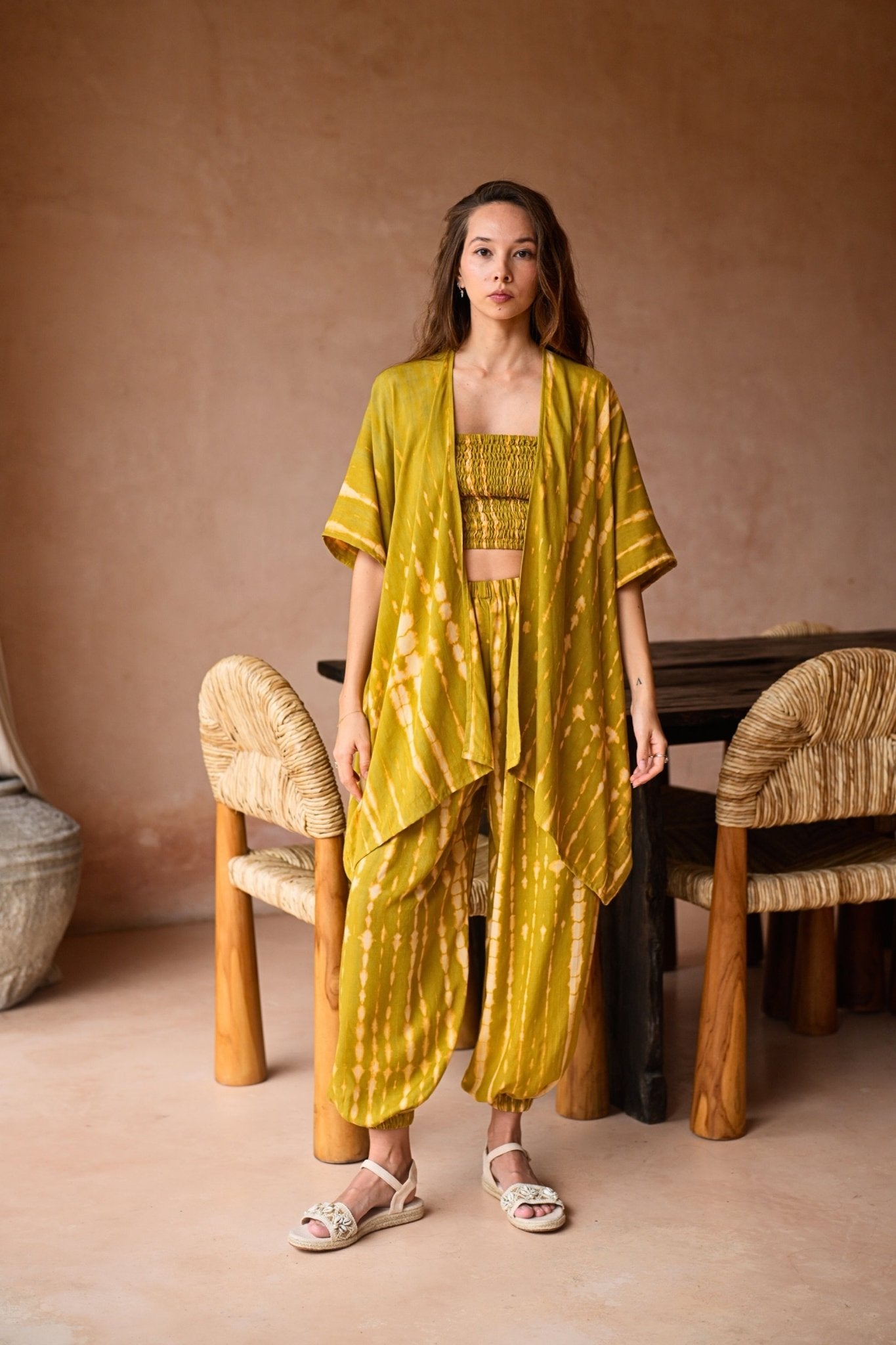 Angela Short Kimono Duster in Lemongrass - Che Cose Belle