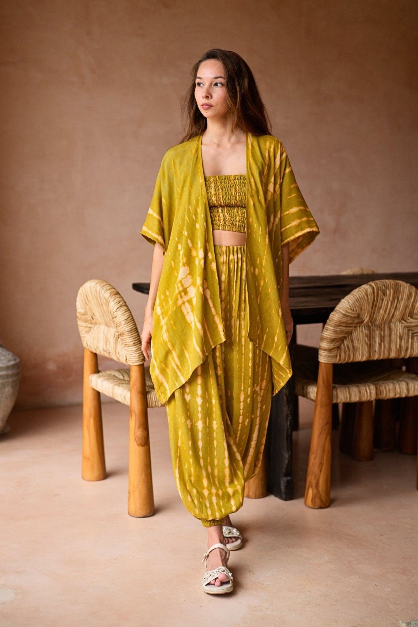 Angela Short Kimono Duster in Lemongrass - Che Cose Belle
