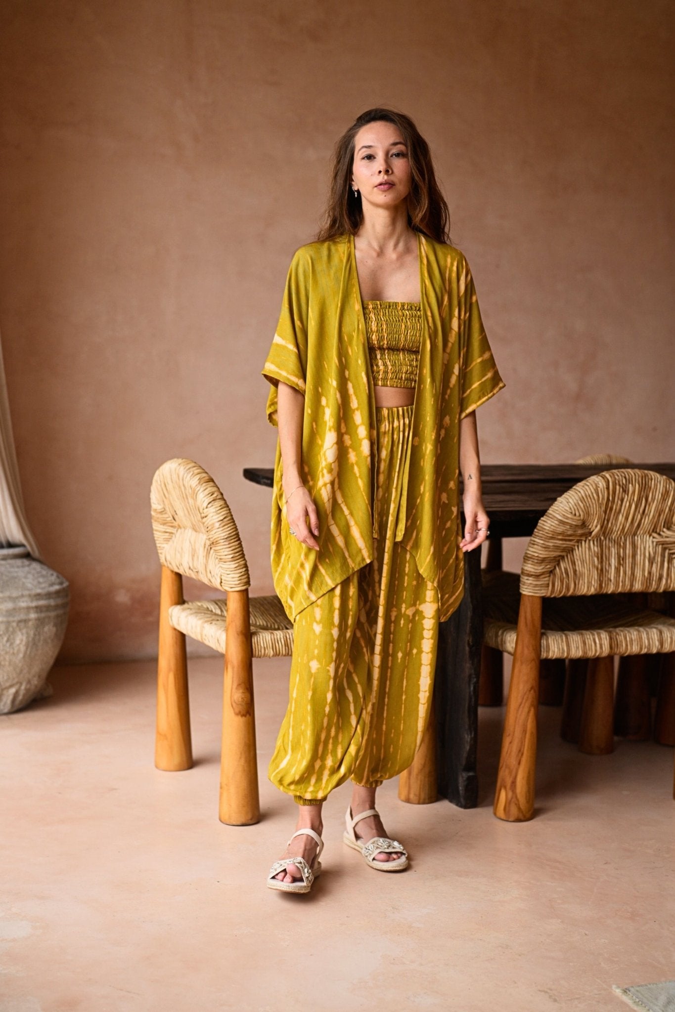 Angela Short Kimono Duster in Lemongrass - Che Cose Belle