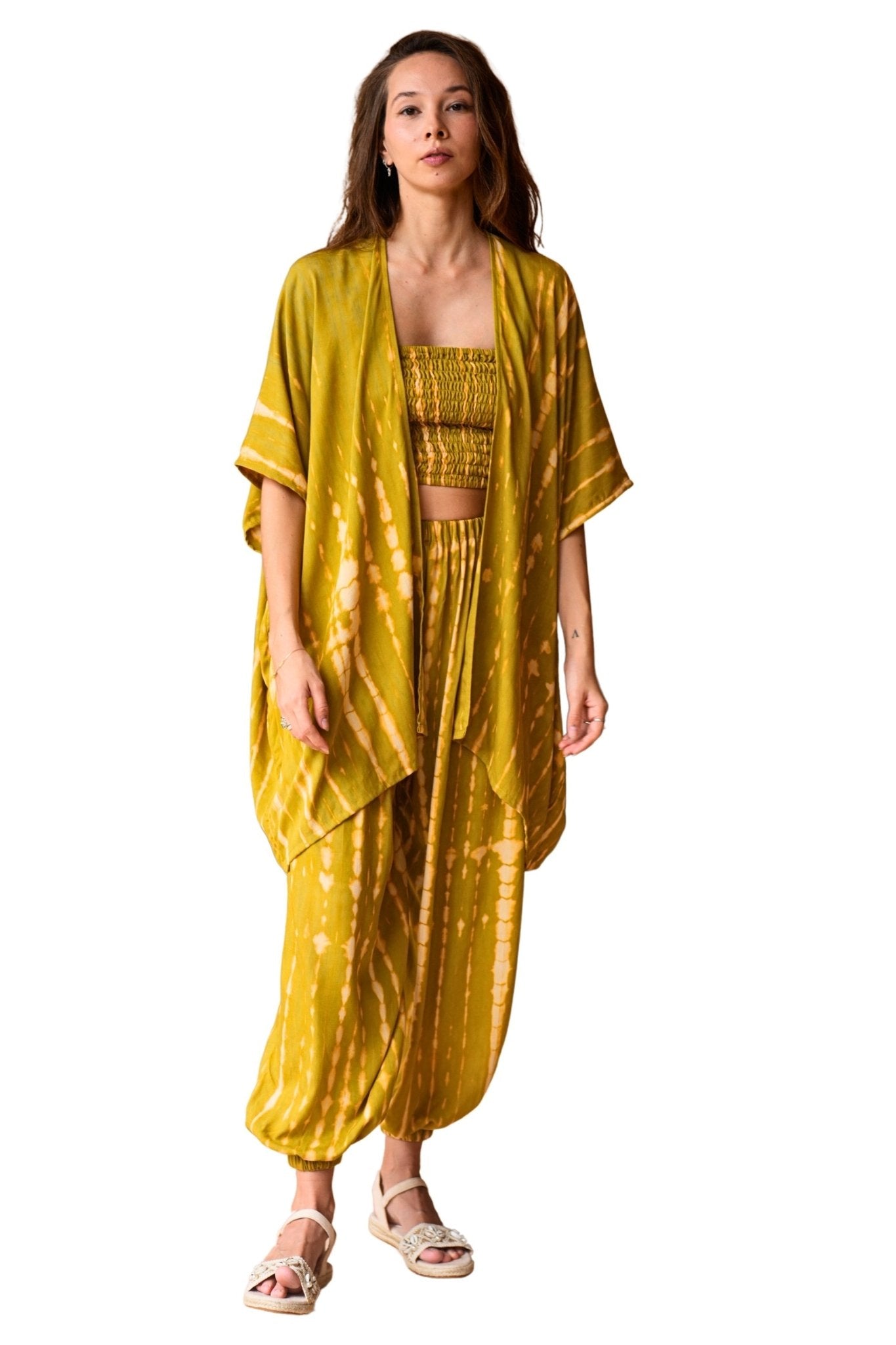 Angela Short Kimono Duster in Lemongrass - Che Cose Belle