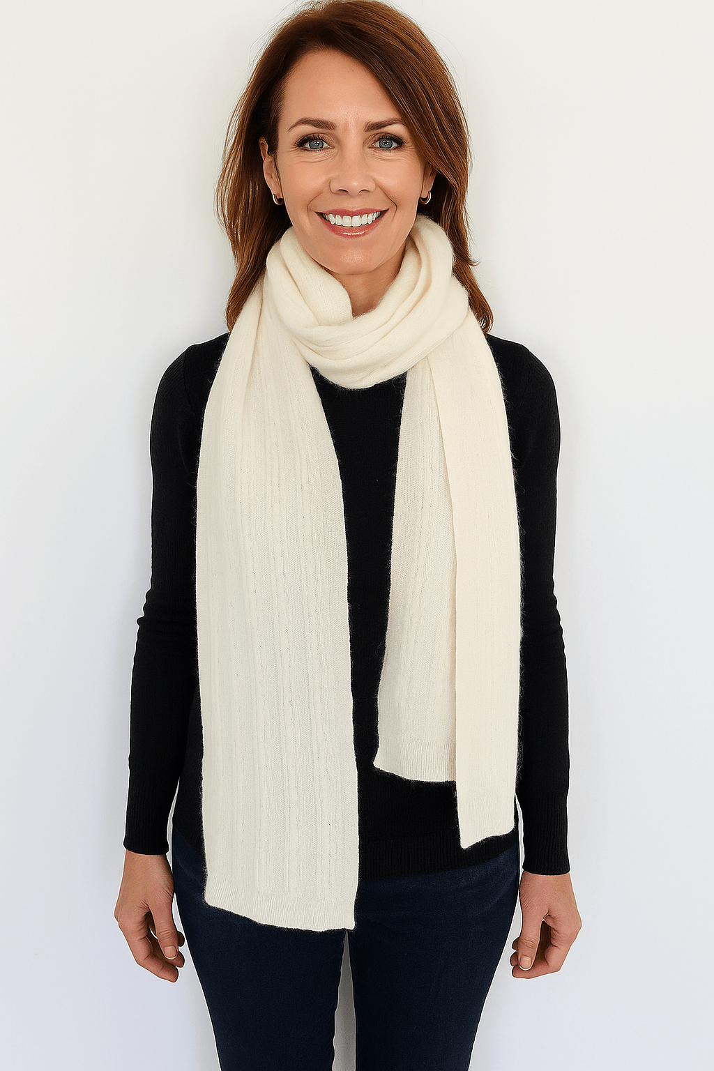 Angora and Wool | Knit Scarf (solid, beige) - Che Cose Belle