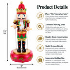 Animated Nutcracker Drummer Musical Figurine - Winter Music Box 13 Inches - Che Cose Belle