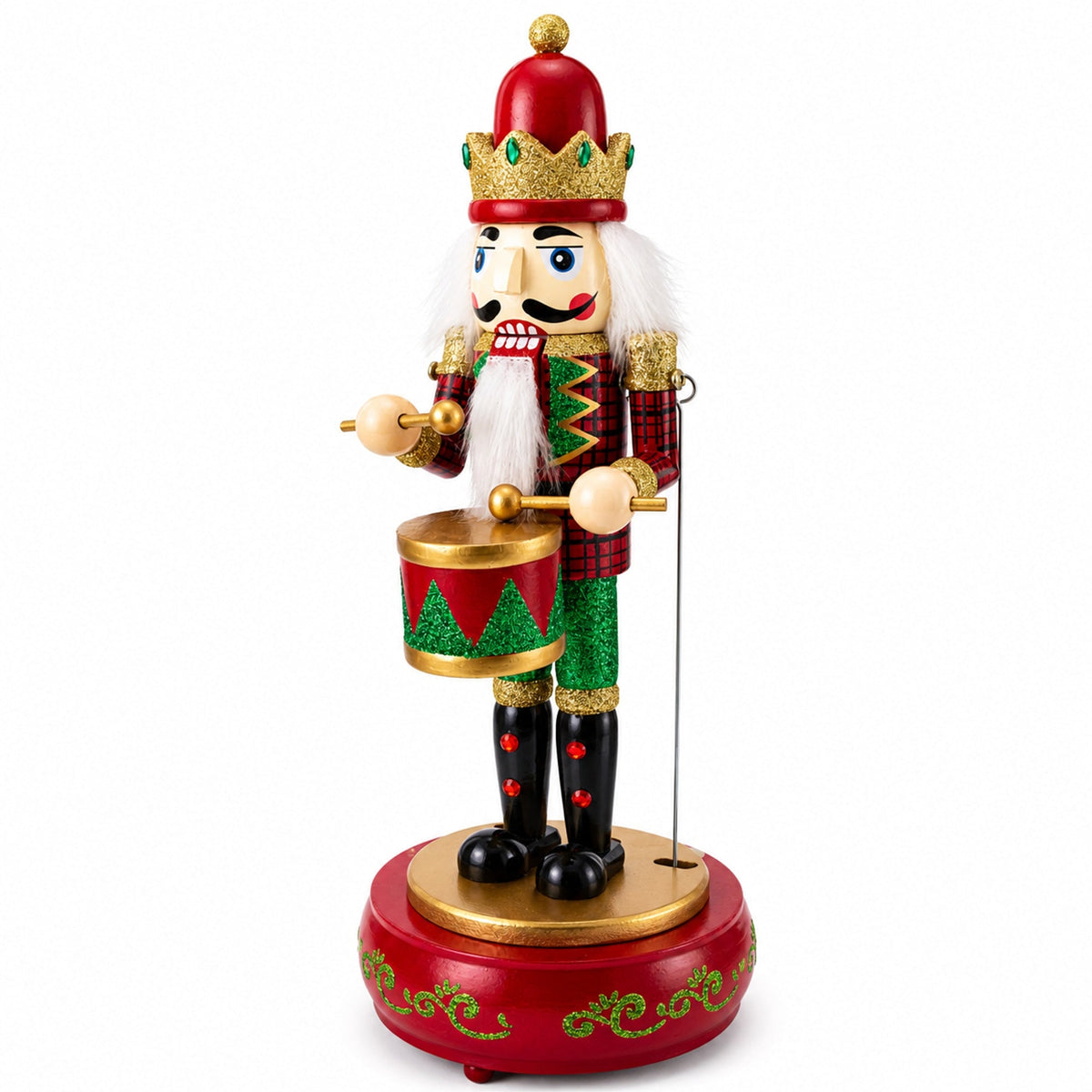 Animated Nutcracker Drummer Musical Figurine - Winter Music Box 13 Inches - Che Cose Belle
