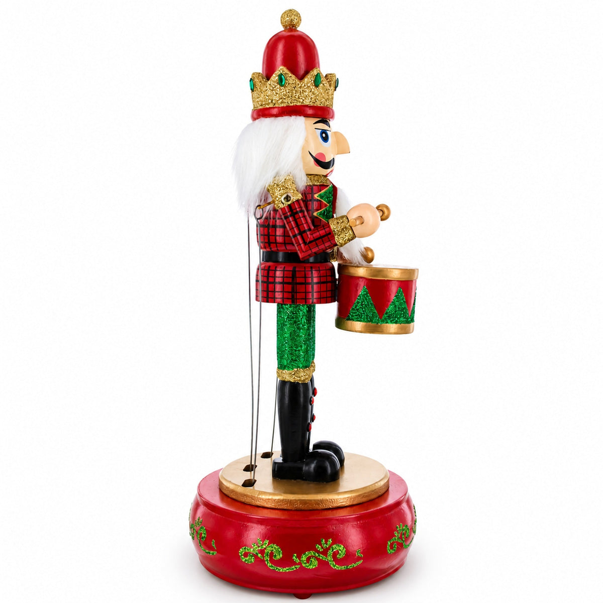Animated Nutcracker Drummer Musical Figurine - Winter Music Box 13 Inches - Che Cose Belle