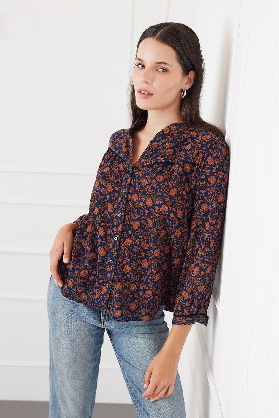 Anna Shirt in Navy Batik - Che Cose Belle