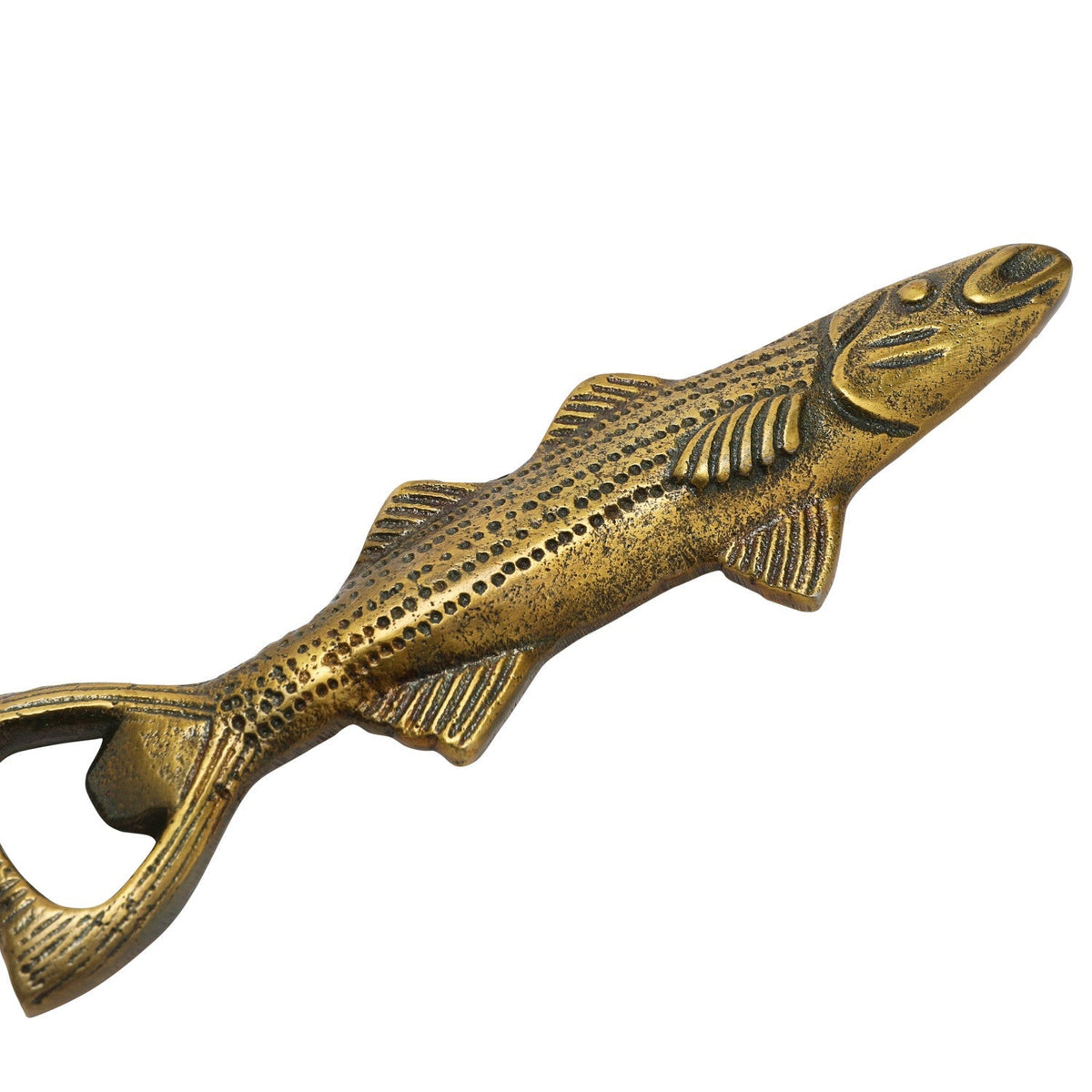 Antique Gold Aluminum Fish Bottle Opener - Che Cose Belle