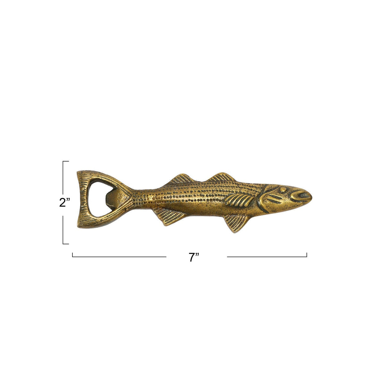 Antique Gold Aluminum Fish Bottle Opener - Che Cose Belle