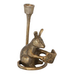 Antique Gold Aluminum Mouse Taper Candle Holder - Che Cose Belle