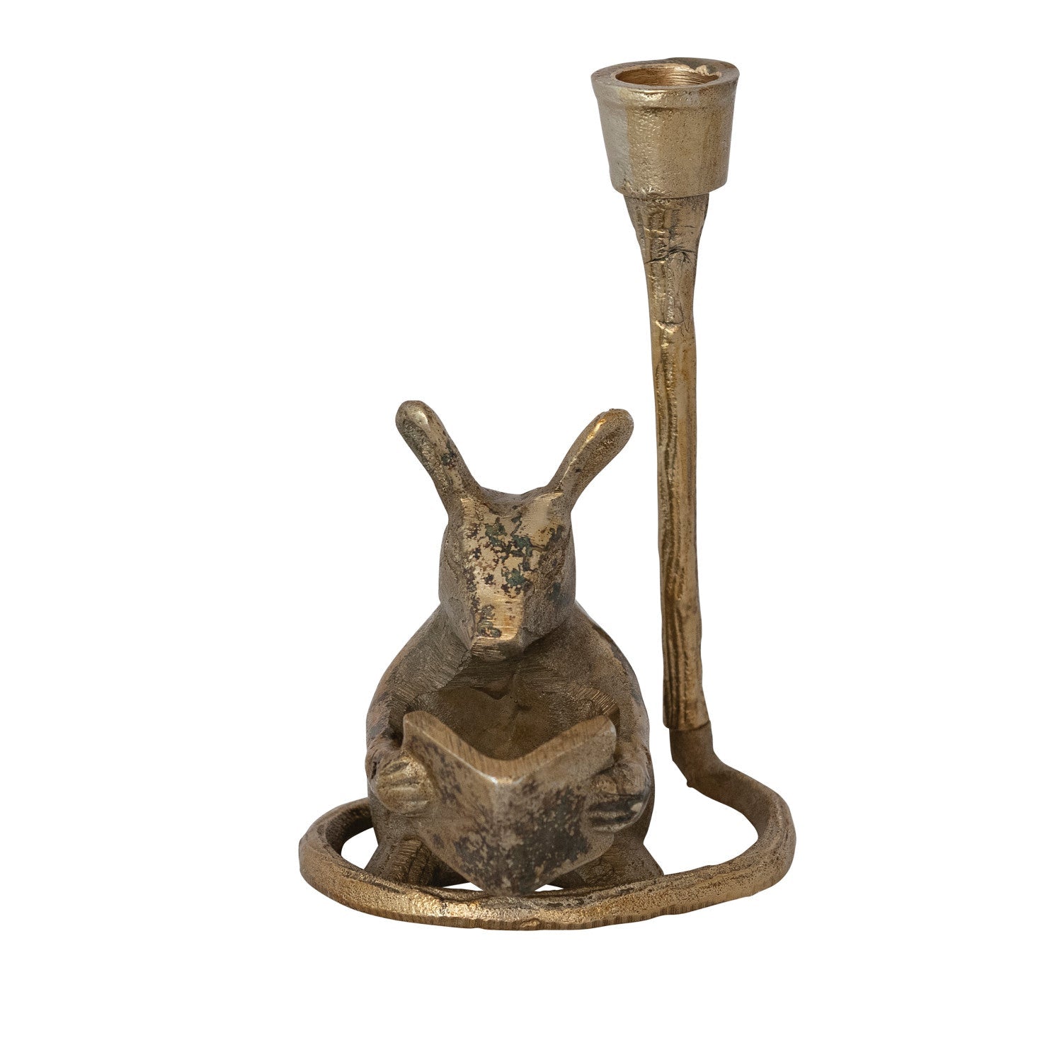 Antique Gold Aluminum Mouse Taper Candle Holder - Che Cose Belle