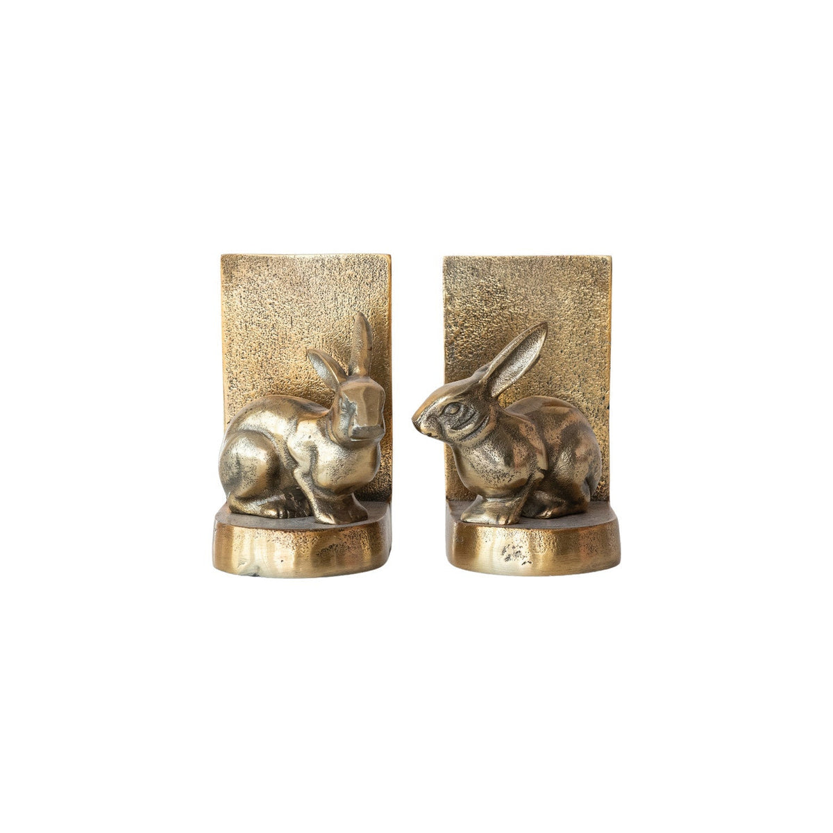 Antique Gold Aluminum Rabbit Bookends - Che Cose Belle
